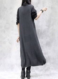 V-neck Sleeveless Plus Size Midi Sweater Dress