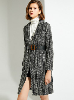 Notched Collar Belted Wool Blend Overcoat