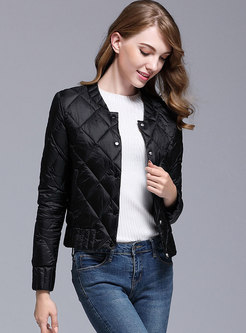 Lightweight Single-breasted Short Quilted Down Coat