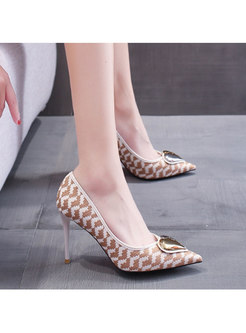 Pointed Toe Metal Heart Party High Heels