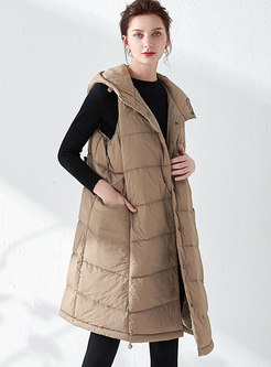 Hooded Single-breasted Lightweight Down Vest