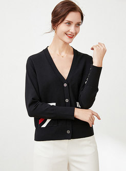 V-neck Fine-knit Wool Blend Cardigan Sweater