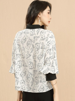Long Sleeve Single-breasted Printed Blouse