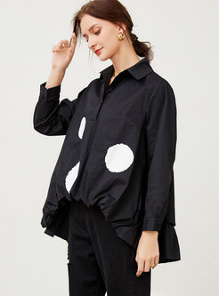 Plus Size Long Sleeve Polka Dot Pullover Blouse