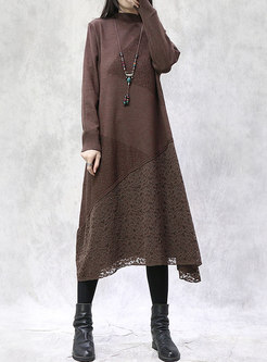 Turtleneck Long Sleeve Plus Size Sweater Dress
