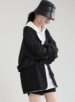 Black Long Sleeve Patchwork Baseball Coats