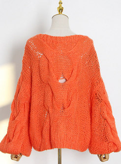 Plus Size Pullover Openwork Cable-knit Sweater