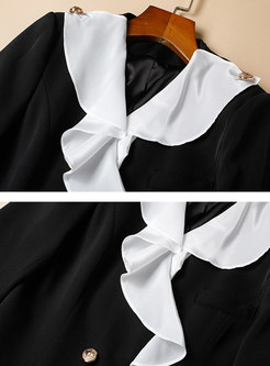 V-neck Ruffle Double-breasted Short Blazer Dress