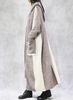 Plus Size Hooded Single-breasted Long Cardigan Coat
