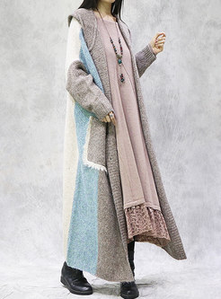 Plus Size Hooded Single-breasted Long Cardigan Coat