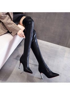 Pointed Toe High Heel Over Knee Boots