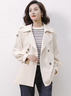 Notched Collar Double-breasted Straight Trench Coat