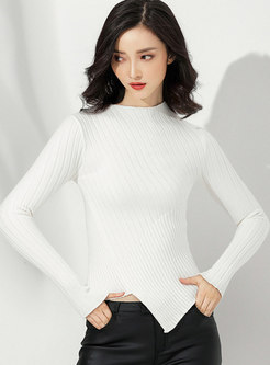 Crew Neck Long Sleeve Ribbed Pullover Sweater