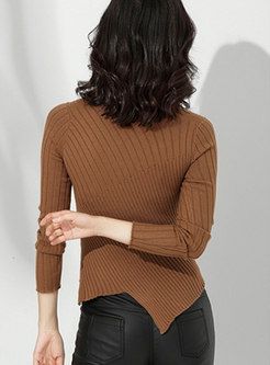 Crew Neck Long Sleeve Ribbed Pullover Sweater
