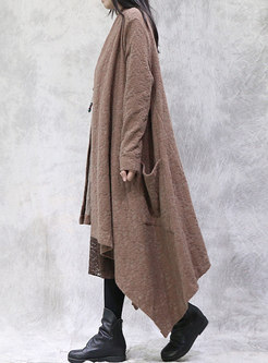 Plus Size Asymmetric Cardigan Long Coat