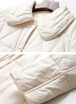 Drawstring Quilted Down Coat With Pockets