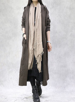 Brief Plus Size Hooded Long Cardigan Coat
