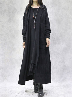 Brief Plus Size Hooded Long Cardigan Coat
