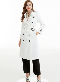 Casual Double-breasted Belted Loose Trench Coat
