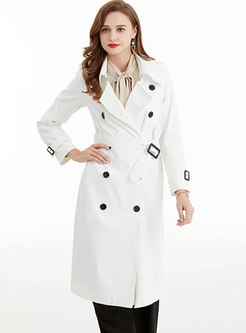 Casual Double-breasted Belted Loose Trench Coat
