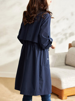 Roll Up Sleeve Drawstring Trench Coat