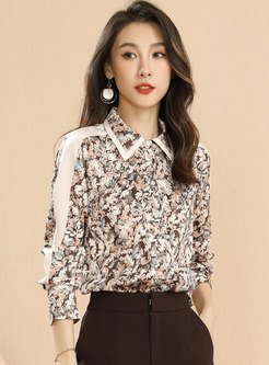 Long Sleeve Floral Single-breasted Blouse