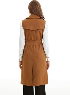 Double-breasted Belted Trench Coat Vest