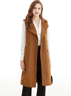 Double-breasted Belted Trench Coat Vest