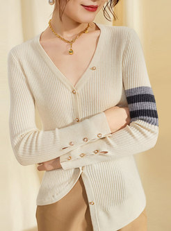 V-neck Single-breasted Sweater Cardigan