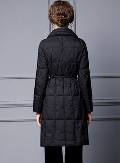 Turn-down Collar Button-down Quilted Down Coat