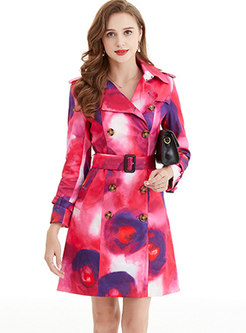 Tie-dye Double-breasted Slim Trench Coat