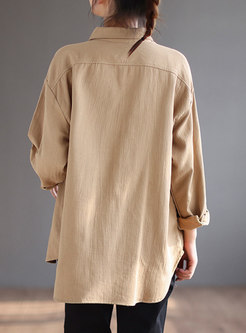 Brief Long Sleeve Single-breasted Loose Blouse