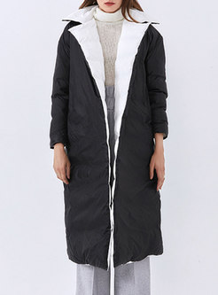 Notched Reversible Long Wrap Straight Coat