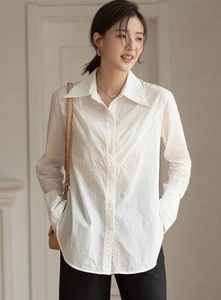 Long Sleeve Single-breasted Cotton Split Shirt