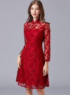 Long Sleeve Lace Plus Size Short Homecoming Dress