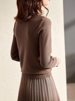 Mock Neck Long Sleeve Pullover Sweater