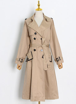 Casual Double-breasted Big Pockets Long Trench Coat