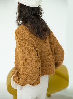 V-neck Single-breasted Loose Sweater Cardigan