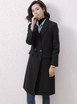 Notched Collar Double-breasted Blazer Trench Coat
