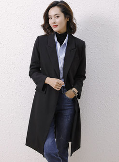 Notched Collar Double-breasted Blazer Trench Coat