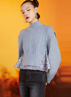 Retro Jacquard Pullover Cable-knit Short Sweater