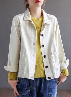 Casual Long Sleeve Single-breasted Short Jacket