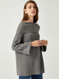 Turtleneck Pullover Loose Ribbed Sweater
