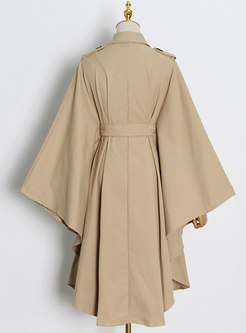 Batwing Sleeve Double-breasted Belted Trench Coat