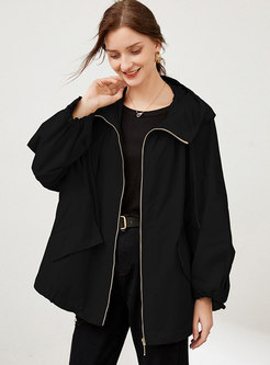 Hooded Straight Plus Size Trench Coat