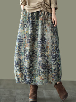 High Waisted Floral Straight Maxi Skirt