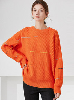 Crew Neck Long Sleeve Pullover Loose Sweater