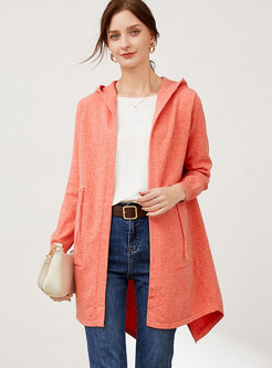 Hooded Plus Size Drawstring Sweater Coat