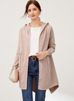 Hooded Plus Size Drawstring Sweater Coat