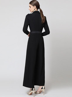 Notched Collar High Waisted Wide Leg Jumpsuits